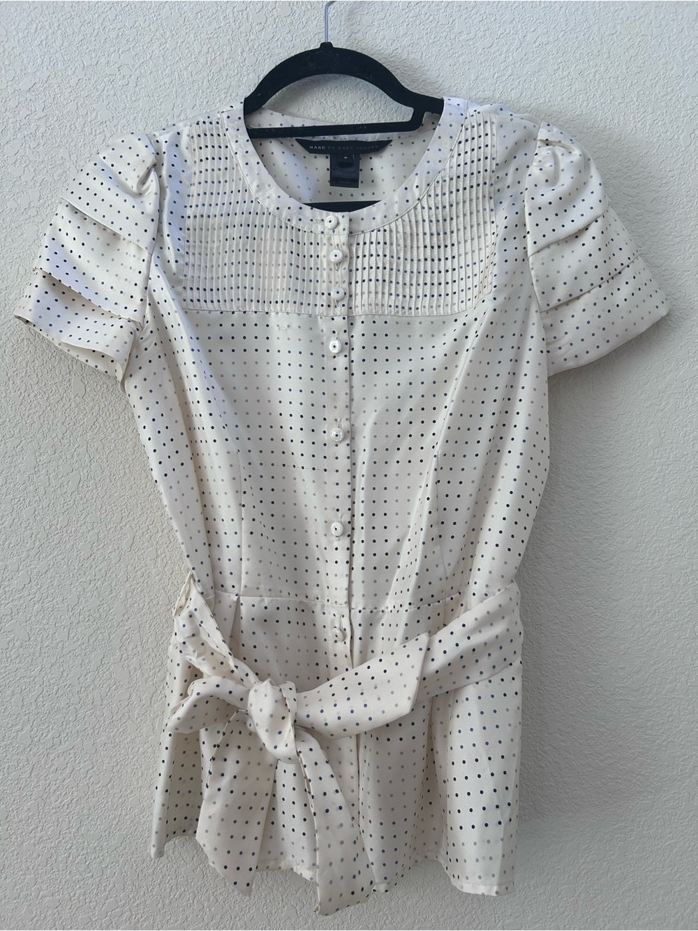Marc by Marc Jacobs Cream Silk Polka Dot Blouse Size 6